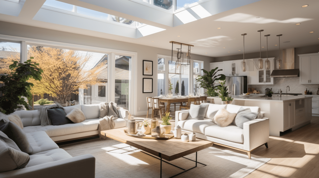 Imagen de un proyecto de construcción sostenible de Mara Construcciones, resaltando la elección de materiales ecológicos, paneles solares en el techo y sistemas de gestión de energía. Descubre cómo transformamos espacios con un enfoque eficiente en energía.