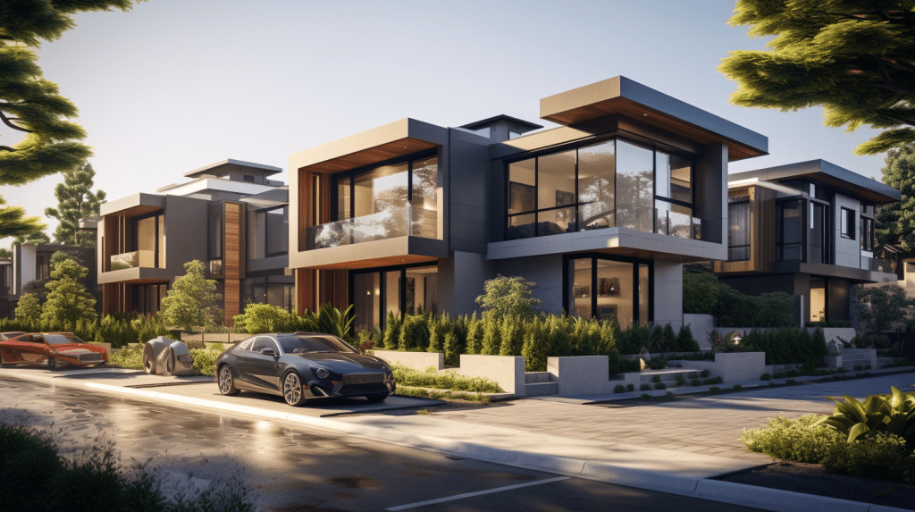 Imagen de un proyecto de construcción sostenible de Mara Construcciones, resaltando la elección de materiales ecológicos, paneles solares en el techo y sistemas de gestión de energía. Descubre cómo transformamos espacios con un enfoque eficiente en energía.